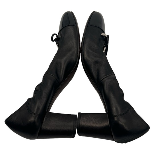 AGL Attilio Giusti Leombruni Black Leather Cap Toe Block Heels Size 39 Women’s - Picture 6 of 9